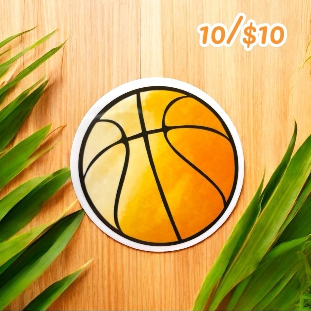 10 / $10 - Watercolor Basketball Vinyl Sticker - Sports / B-Ball